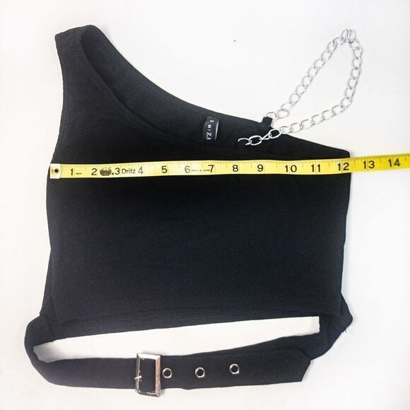 ZAFUL Black One Shoulder Chain Hollowed Out Tank Sz 6 - Picture 7 of 10